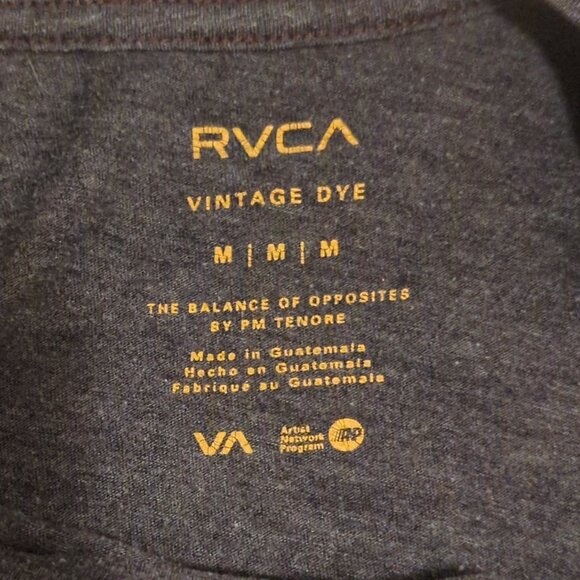 RVCA Mens Medium Heather Gray Short Sleeve T-Shirt Spellout Logo Crew Neck - Picture 3 of 7